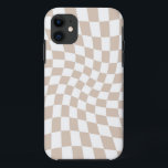 Retro Sand Rose Pink Pastel Warped Checkerboard  iPhone 11 Case<br><div class="desc">Perfect warped checkered design pillow in pastel colors,  full of great vibes. Modern warped checkers in pastel Sand Rose Pink color. This nice retro psychedelic design takes you to the wonderland. Warped checks in pastel colors. Twirl and swirl,  twist checks,  checkered pattern</div>