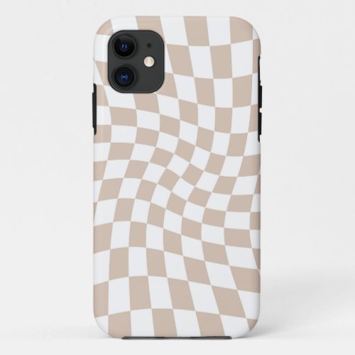 Retro Sand Rose Pink Pastel Warped Checkerboard  iPhone 11 Case