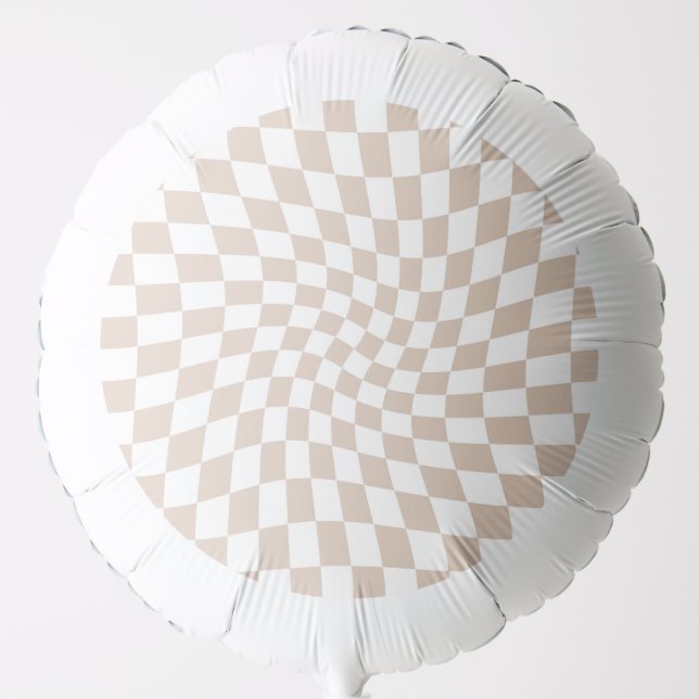 Retro Sand Rose Pink Pastel Warped Checkered Balloon (Front)