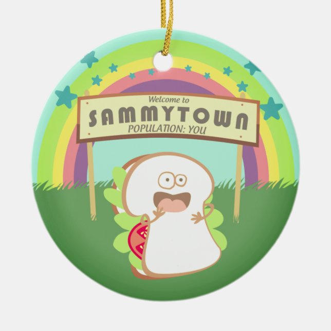 Retro sandwich funny food Christmas ornment Ceramic Ornament (Front)