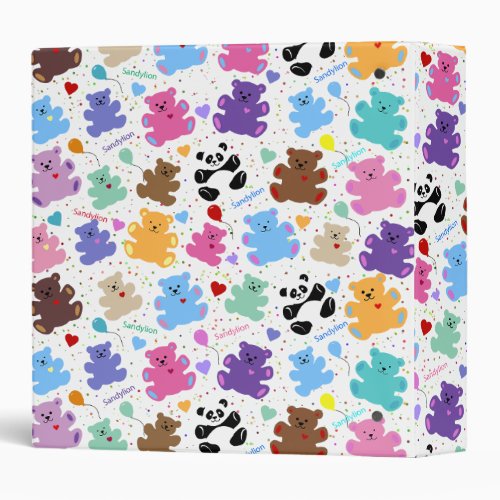 Retro Sandylion Bear Stickers 3 Ring Binder