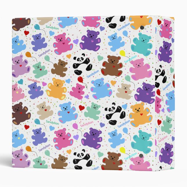 Retro Sandylion Bear Stickers 3 Ring Binder (Back/Spine)