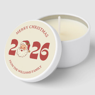 Retro Santa 2026 Custom Family Christmas Mini Candle Favors