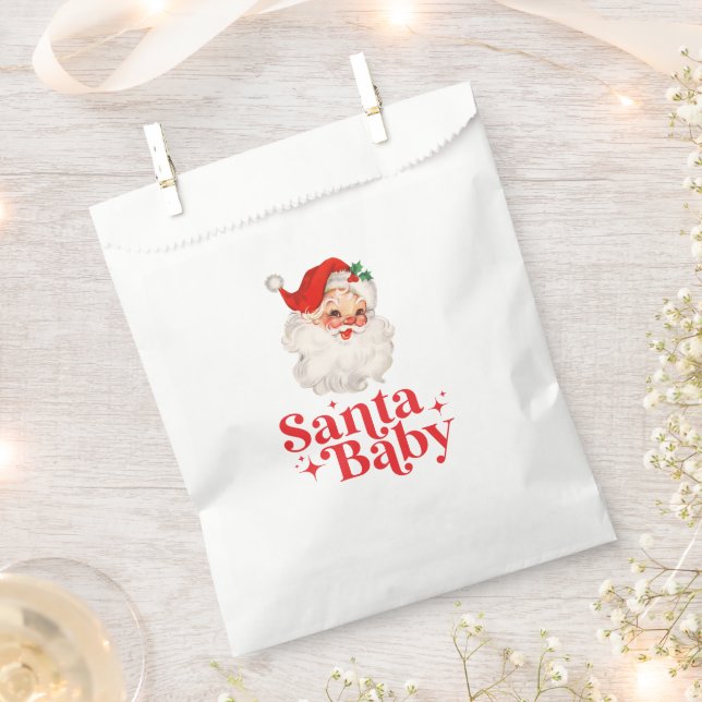 Retro Santa Baby christmas baby shower Favor Bag (Clipped)