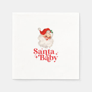 Retro Santa Baby christmas baby shower Napkins
