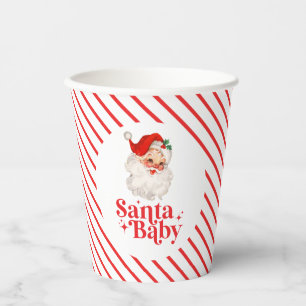 Retro Santa Baby christmas baby shower Paper Cups