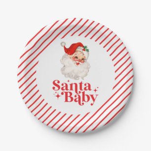 Retro Santa Baby christmas baby shower Paper Plates
