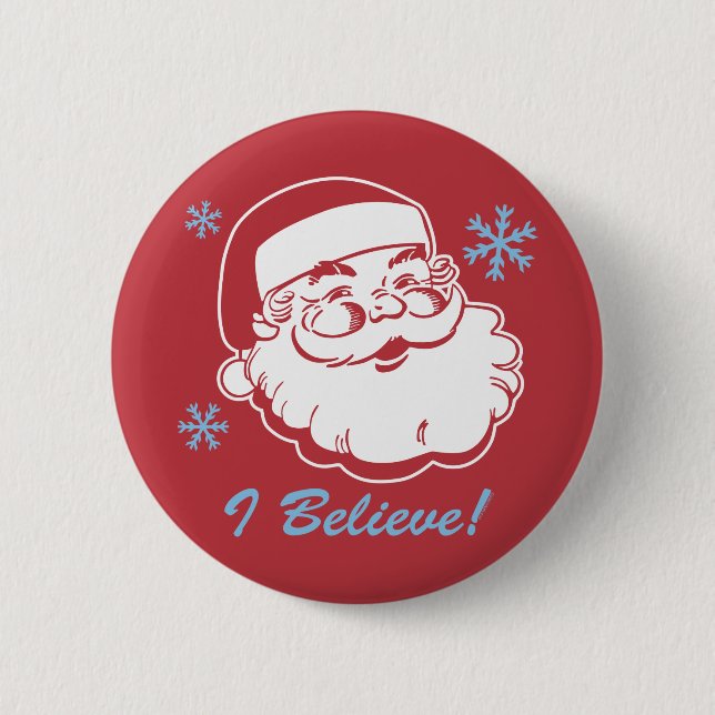 Retro Santa Believe Button (Front)