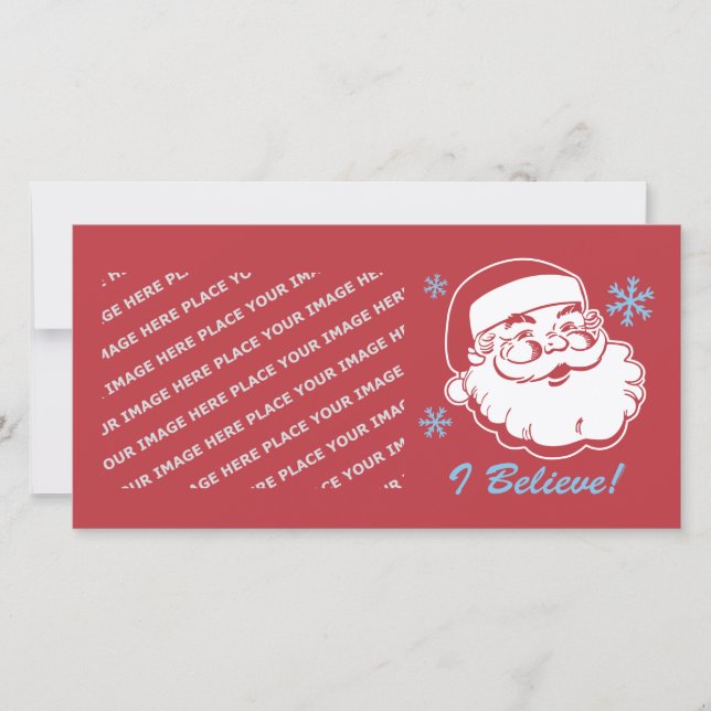 Retro Santa Believe Holiday Card (Front)