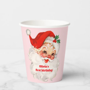 Retro Santa birthday Paper Cups
