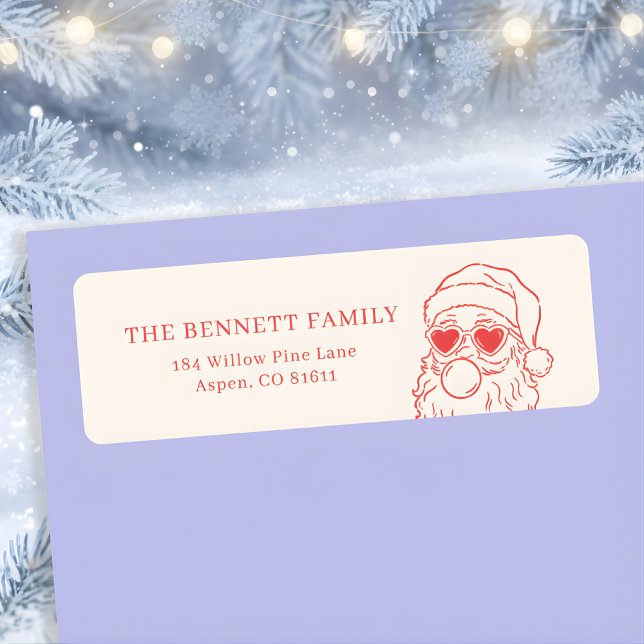 Retro Santa Bubble Holiday Return Address Label (Creator Uploaded)