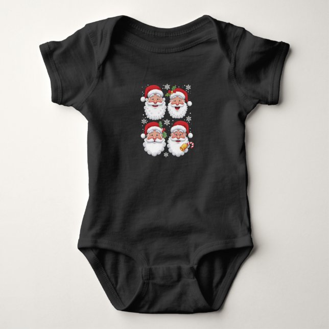 Retro Santa Christma Gift Xmas Matching Family Baby Bodysuit (Front)