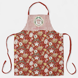 Retro Santa Christmas Baking Cookies w Nana in Red Apron