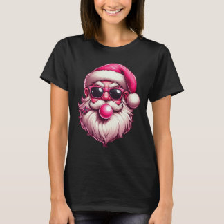 Retro Santa Christmas Blowing Bubble T-Shirt