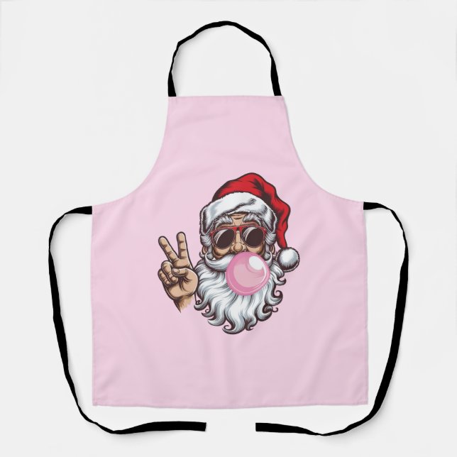 Retro Santa Christmas Blowing Bubble Vintage  Apron (Front)