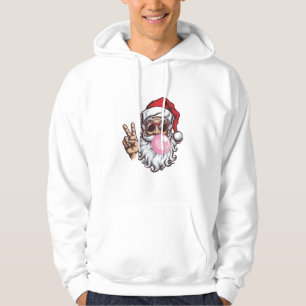 Retro Santa Christmas Blowing Bubble Vintage  Hoodie