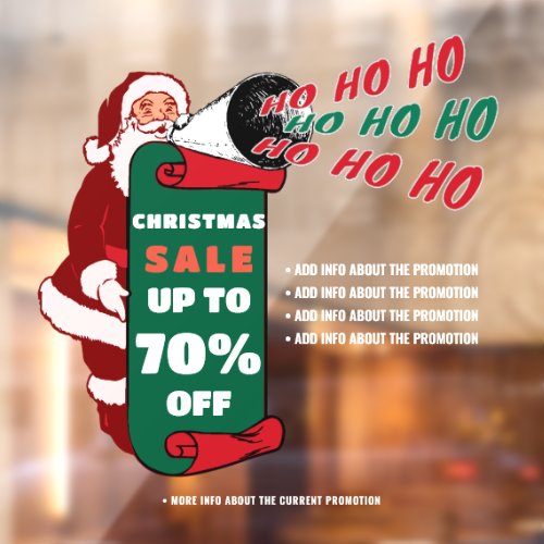 Retro Santa Christmas Business Sale Promotion Ads Window Cling