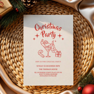 Retro santa christmas cocktail party invitation