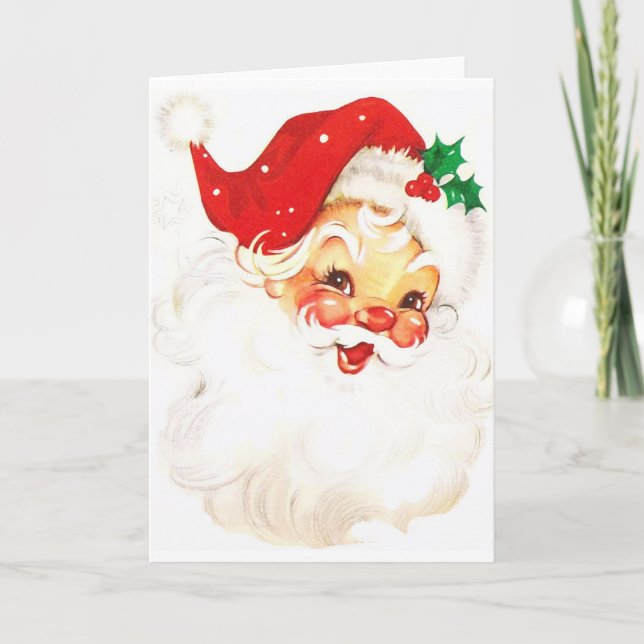 Retro Santa Christmas Greetings Card (Front)