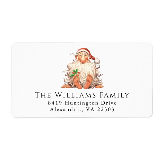 Retro Santa Christmas Holiday Label (Front)