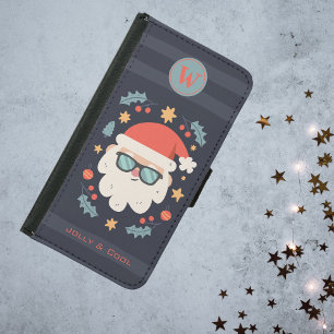 Retro Santa Christmas in July Monogram Initial Samsung Galaxy S5 Wallet Case