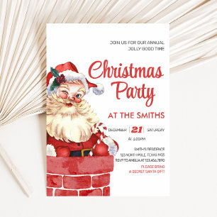 Retro Santa Christmas Party Invitation
