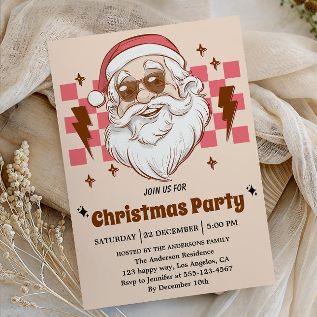 Retro Santa Christmas Party | Vintage Holiday  Invitation (Creator Uploaded)