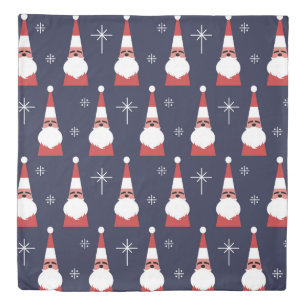 Retro Santa Christmas Red Pattern Duvet Cover