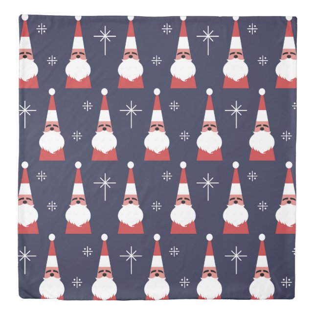 Retro Santa Christmas Red Pattern Duvet Cover (Front)