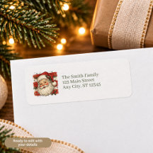 Retro Santa Christmas Return Address Labels