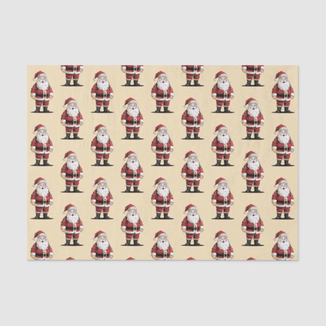 Retro Santa Christmas Tissue Paper (Front)