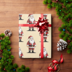Retro Santa Christmas Wrapping Paper