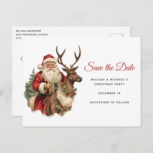 Retro Santa Classic Christmas Save the Date Invitation Postcard