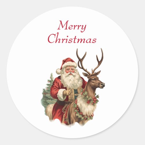 Retro Santa Classic Traditional Christmas Classic Round Sticker