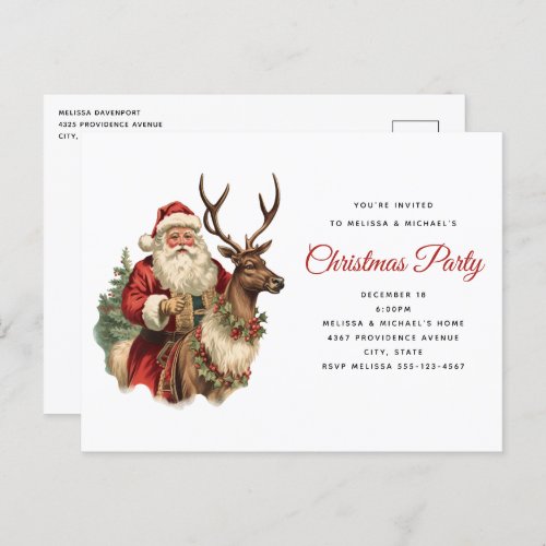 Retro Santa Classic Traditional Christmas Party Postcard