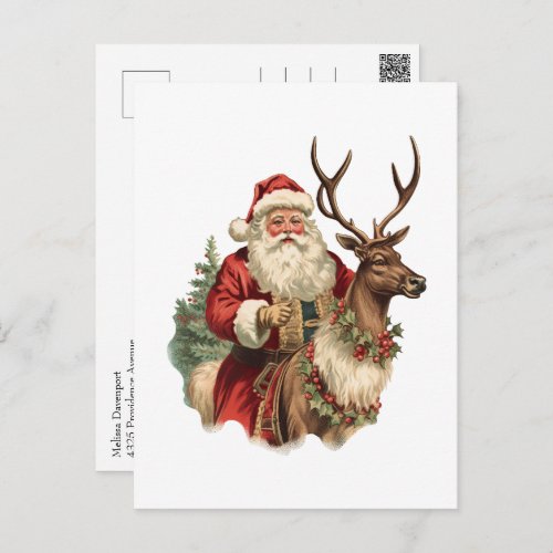 Retro Santa Classic Traditional Christmas Postcard