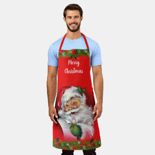 Retro Santa Claus Adult or Kids Christmas Red  Apron