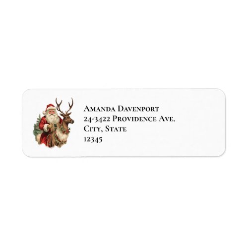 Retro Santa Claus and Reindeer Christmas Label