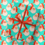 Retro Santa Claus Aqua Christmas Wrapping Paper