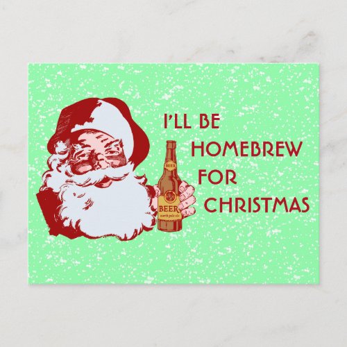 Retro Santa Claus Beer Homebrew Christmas Holiday Postcard