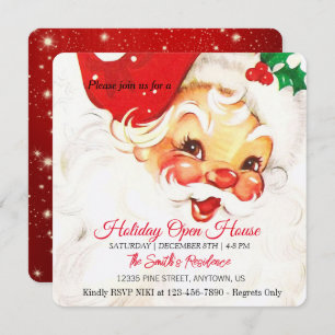 Retro Santa Claus Celebration, Open House Holiday Card