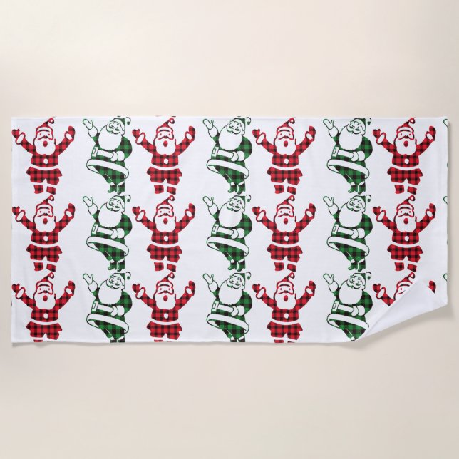 RETRO SANTA CLAUS CHRISTMAS Beach Towel (Front)