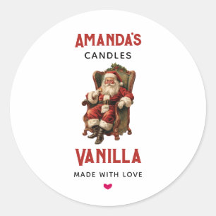 Retro Santa Claus Christmas Candle Business Classic Round Sticker