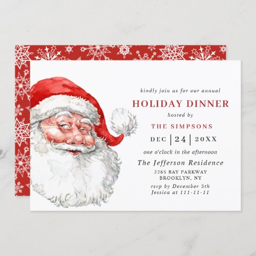 Retro Santa Claus Christmas HOLIDAY DINNER Invitation