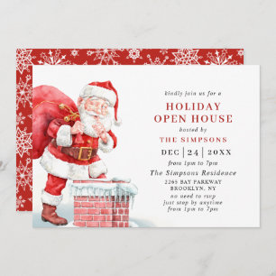 Retro Santa Claus Christmas HOLIDAY OPEN HOUSE Invitation