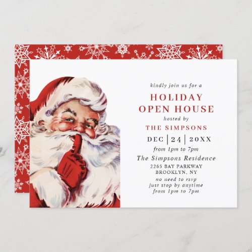 Retro Santa Claus Christmas HOLIDAY OPEN HOUSE Invitation