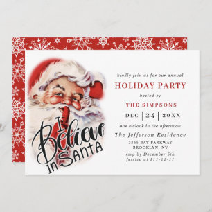 Retro Santa Claus Christmas Holiday Party Invitation