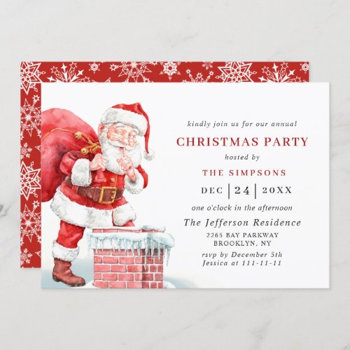 Retro Santa Claus Christmas Holiday Party Invitation