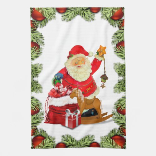 Retro Santa Claus Christmas Kitchen Towel