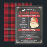 Retro Santa Claus Christmas party chalkboard Invitation<br><div class="desc">[All text are editable, except "eat, drink & Merry Christmas"] Get this stylish design now! Occasion: Christmas party, Santa party, street block party, church and charity event, housewarming, retirement party, open house Theme: Christmas, Santa Claus Style: retro, vintage Colors: red, white, gray Graphics: vintage Santa Clause, retro typography lettering, chalkboard,...</div>